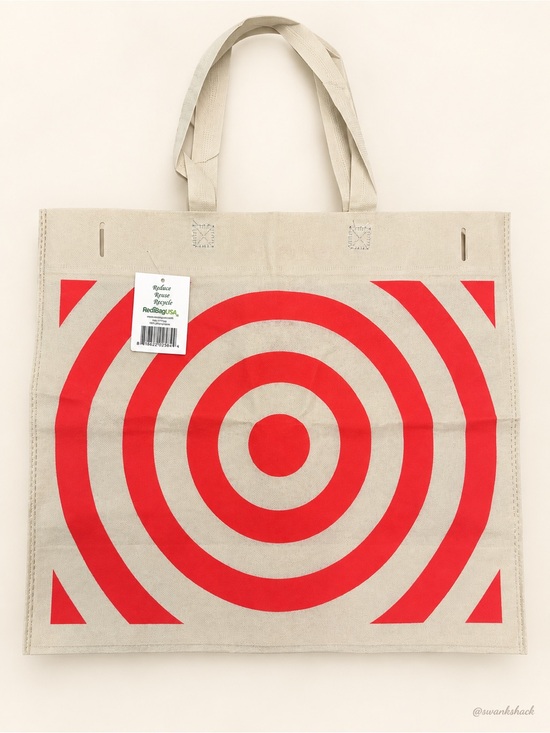 Target Handbags - (12) Target Bullseye Reusable Shopping Tote Bags Cream & Red NWT